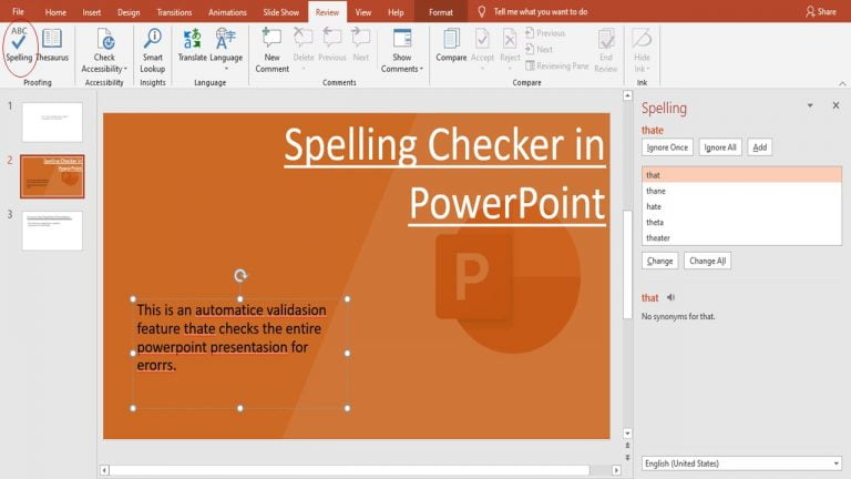 spelling checker in powerpoint