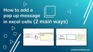 how to add a pop-up message in excel