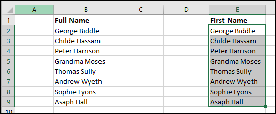 Splitting first and last names in Excel using 3 methods