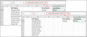 Splitting first and last names in Excel using 3 methods